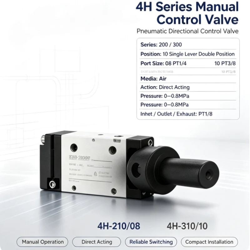 4H Series 5-Way Manual Valve 2-Position Hand Lever Pneumatic Air Valve 1/4