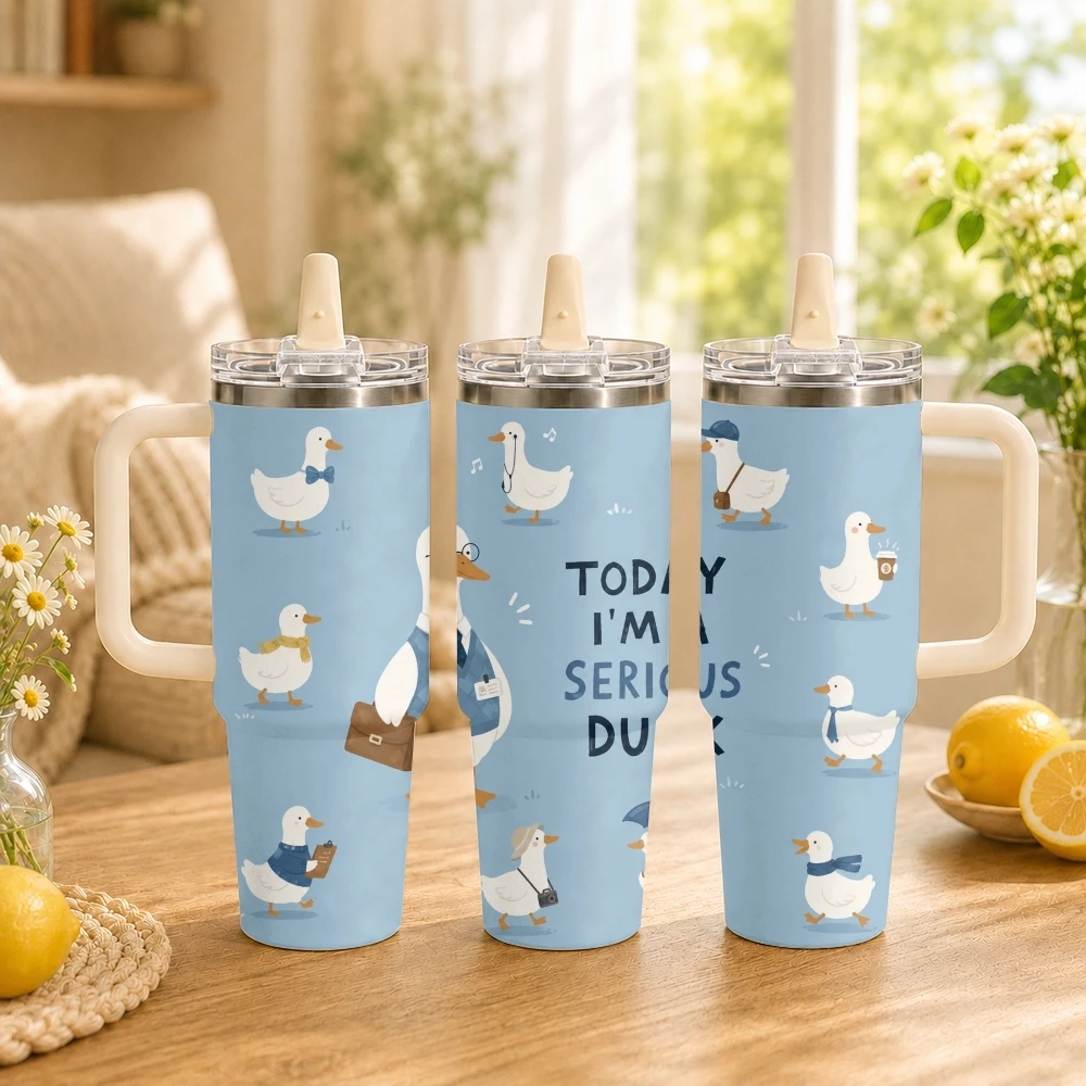 Silly Funny Goose Meme Vacuum Flasks 40oz Thermal Tumbler with Handle Stainless Steel Vacuum Insulated Water Portable Mug Cup