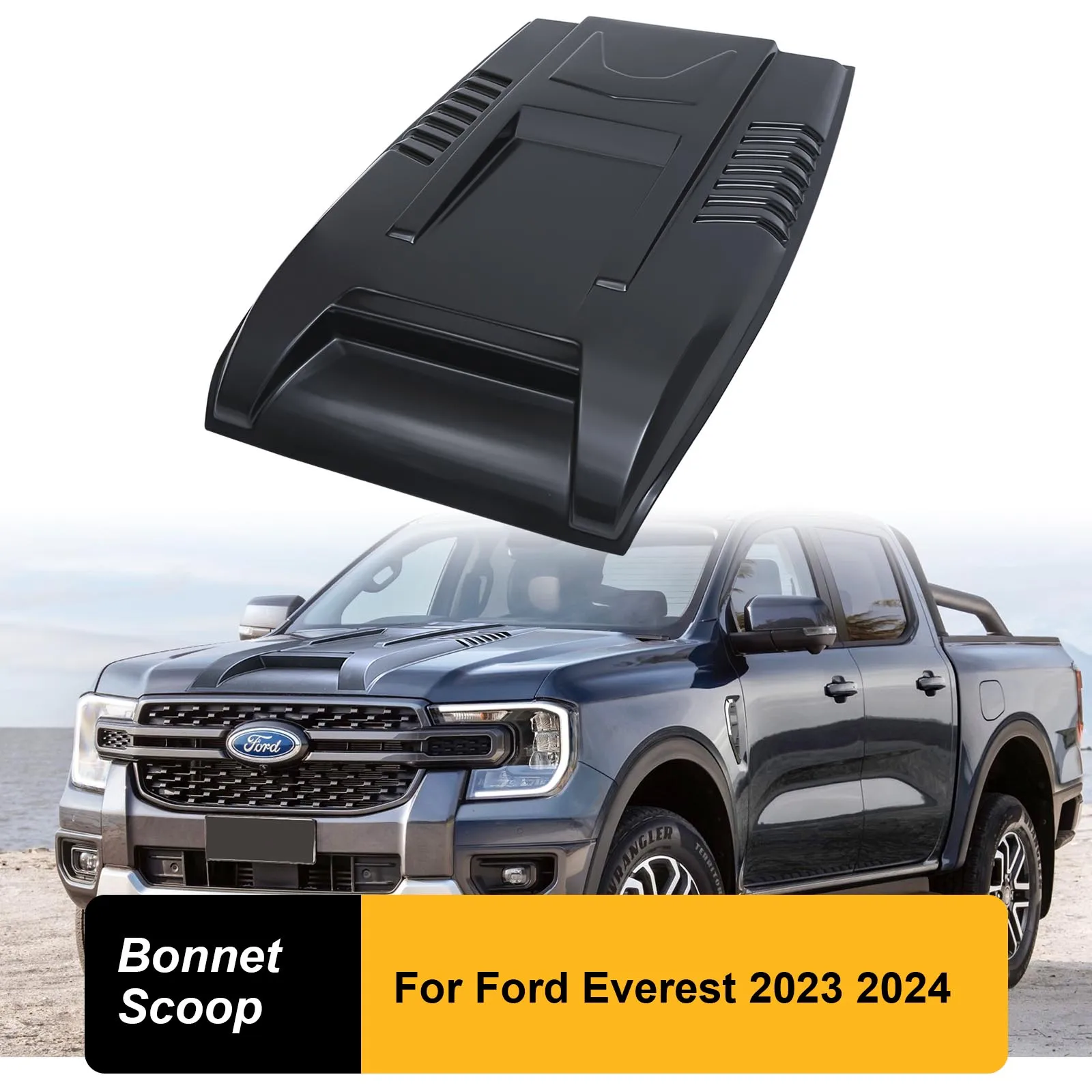 Plastic Black Engine Hood Bonnet Scoop Hood Cover Bonnet Protector For Ford Everest T9 2023 2024 4X4 Car Accessories