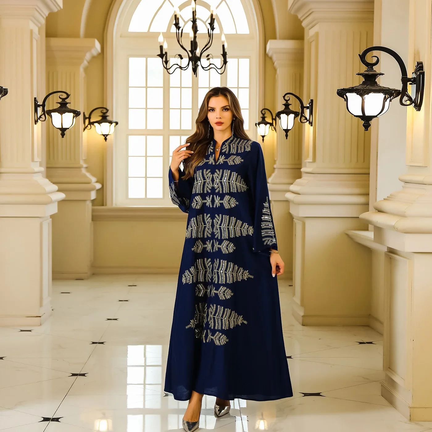 

Sequin Islamic Clothing for Women Dubai Abaya Muslim Dress Women African Turkey Dresses Women Robes Musulmane Femme Vestidos