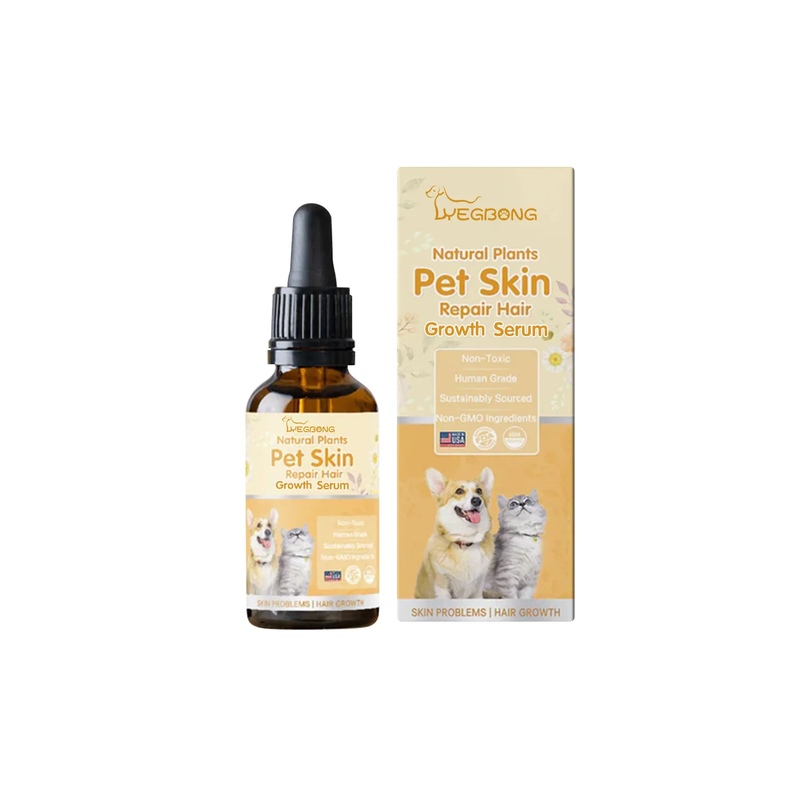 Cat Skin Care Spray Pet Flea Mite Eliminator Dog Itchy Skin Treatment Pet Wound Repair Cat Hair Regrowth Dog Hair Repair Serum