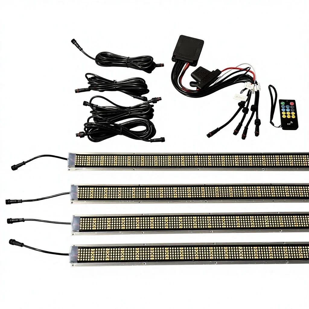 Kingshowstar High Quality 4pcs 5row Chips Pure White Fender Well Light Pack With Harness Car Truck Retrofit/Upgrade LED Lights