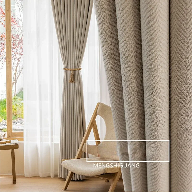 Modern Minimalist Blackout Living Room Bay Window Drapes Thickened Sunscreen Bedroom Curtain Soundproof Luxury Hotel Curtains