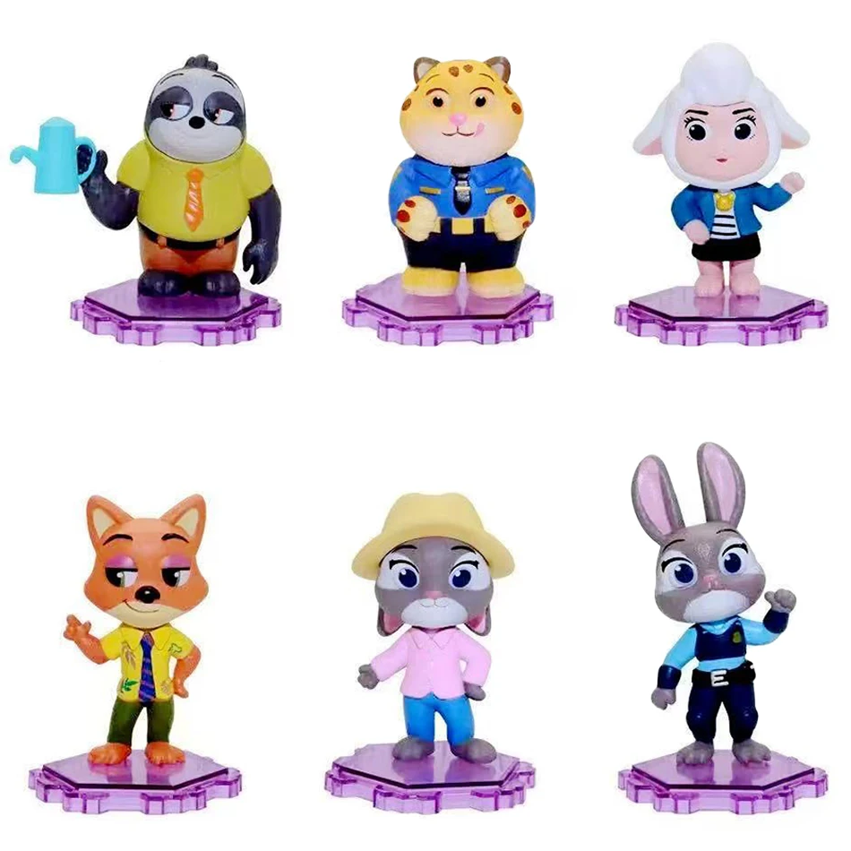 En Stock 6 unids/set de alta calidad Zoo Judy Nick sentado Mayor estatuilla Anime juguete modelo colección juguete niños regalos de cumpleaños juguete para fanáticos