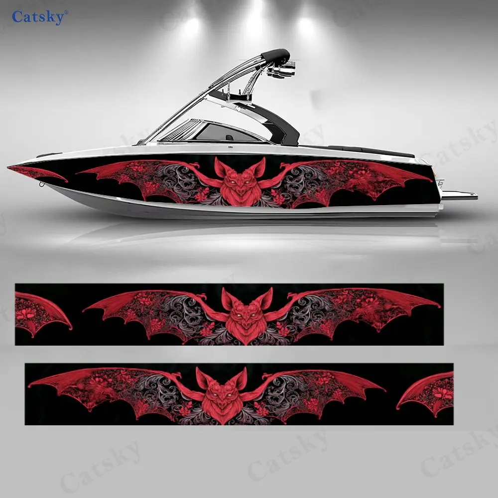 الأحمر الخفافيش القوطية الفن الرعب خاص غامض قارب ملصق الفينيل السفينة عائم سطح السفينة قارب الصيد الزخرفية عائم قوارب مائي