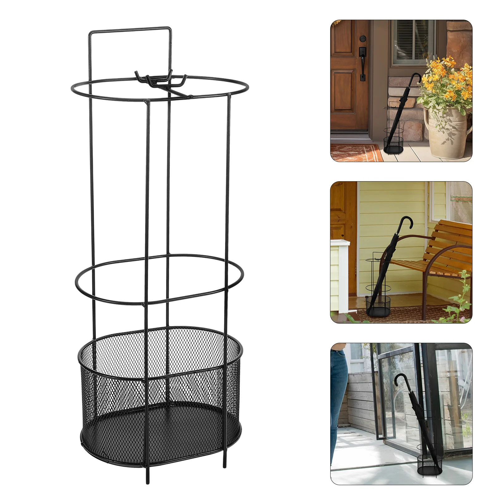 

Metal Umbrella Stand Holder Freestanding Large Capacity Water-Drain Umbrella Rack Organizer Floor Vase For Entryway Indoor Porch