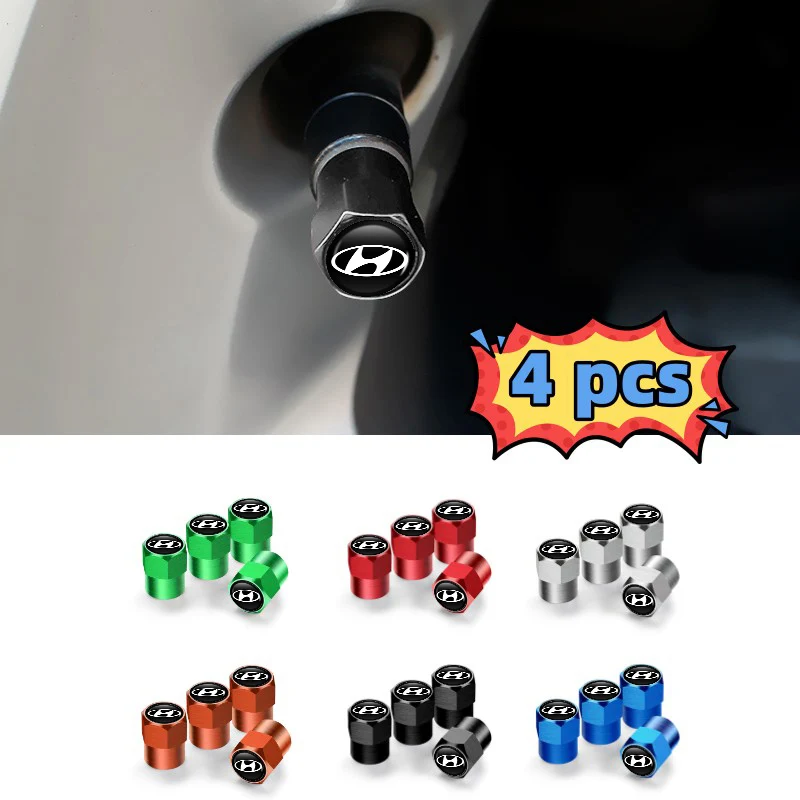 4pcs Hexagonal Car Wheel Air Valve Stem Cover Caps Accessories For Hyundai I30 I20 IX35 I40 Tucson Getz Veloster Kona Elantra