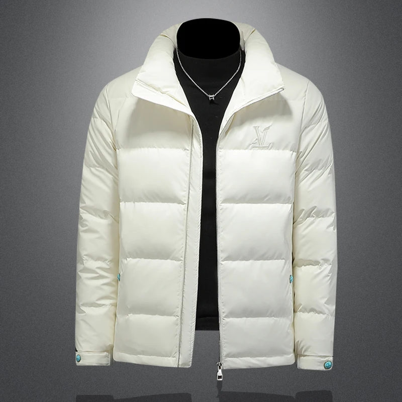 

White Padded Jaet Men's Casual Embroidered Letter Thiened Winter Sle High End Trendy Brand down Outerwear