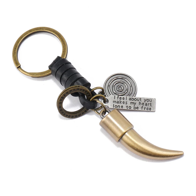 Vintage metal key rings Charm Holder leather keychain
