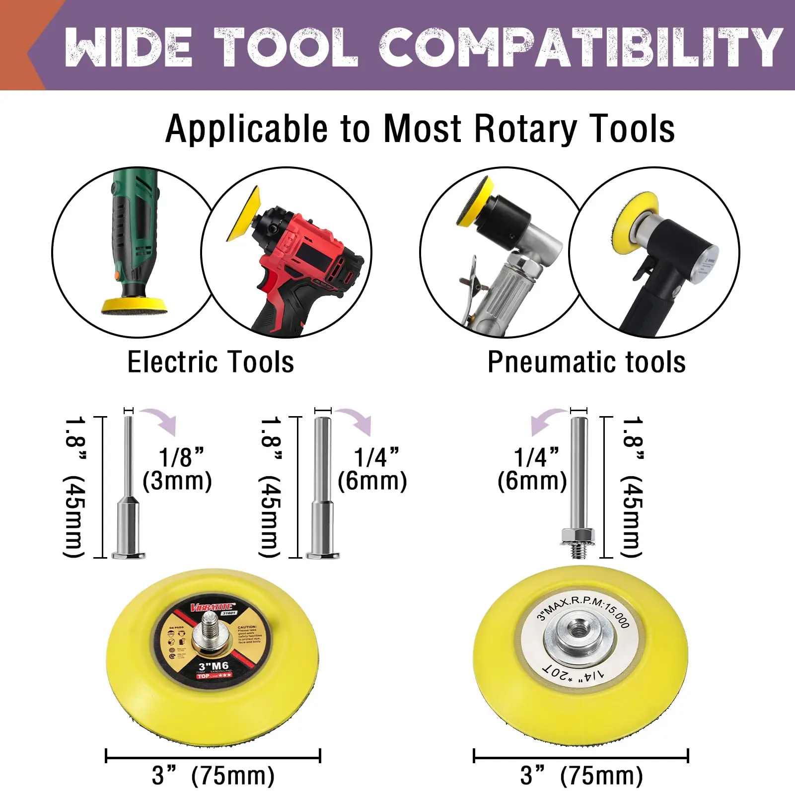 

3 Inch Wet and Dry Sanding Discs 1-68Pcs for Drill 1000-5000 Assorted Grit Aluminum with Shank Foam Sanding Pads for Wood Metal