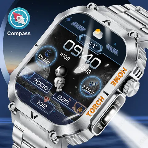 LIGE-reloj inteligente con pantalla HD de 2,02 pulgadas, accesorio de pulsera resistente al agua hasta 3ATM con iluminación Led, Monitor de salud y deportes al aire libre, compatible con Android e ios