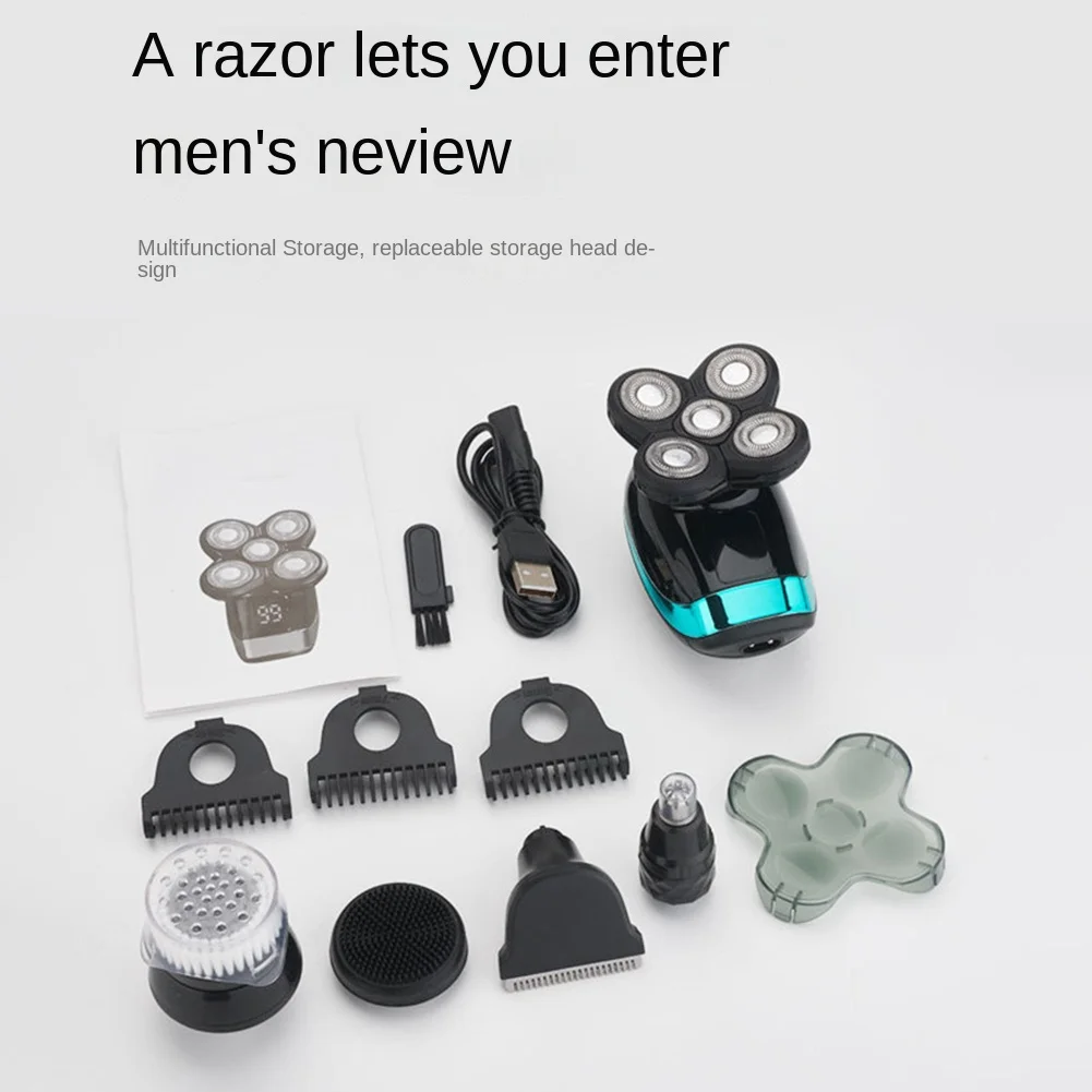 Kit de aseo múltiple para hombres y cuerpo, Afeitadora eléctrica con pantalla Digital, recortadora de pelo y barba, afeitado en seco y húmedo B