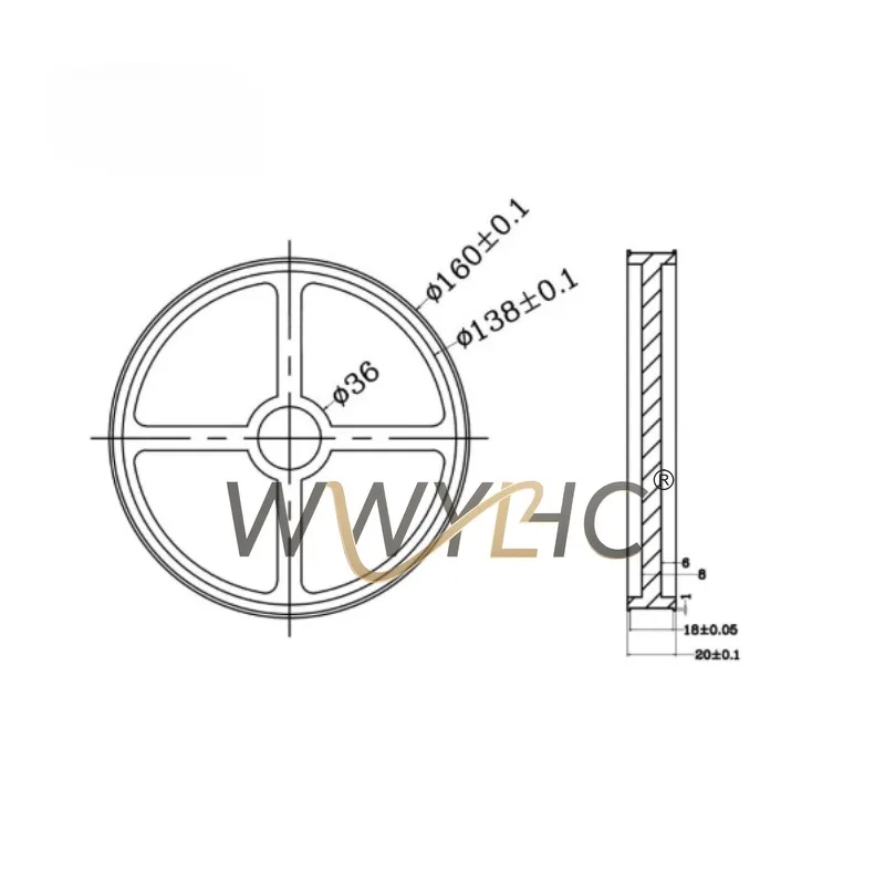 Aluminum Encoder Meter Wheel, 500mm Perimeter, Bore 6/8/10/12/15mm, Rubber Synchronous Measuring Wheel