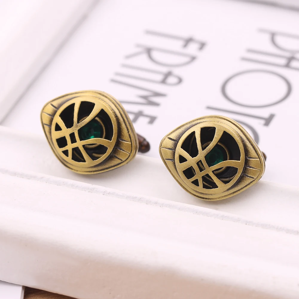Marvel Superhero Figure Doctor Strange Peripheral Cufflinks Eye Of Agamotto Retro Style Metal Cuff Buttons Clothing Accessories