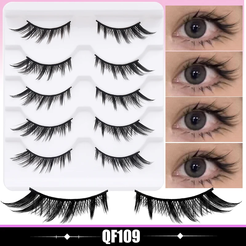 DINGSEN 5 Paar Wimpern, Künstliche Wimpern, Natürliche Lange Manga-Wimpern, Geflügelte Enden, Augenverlängernde Wimpern, Künstliche Wimpern für Make-up – Detail 7