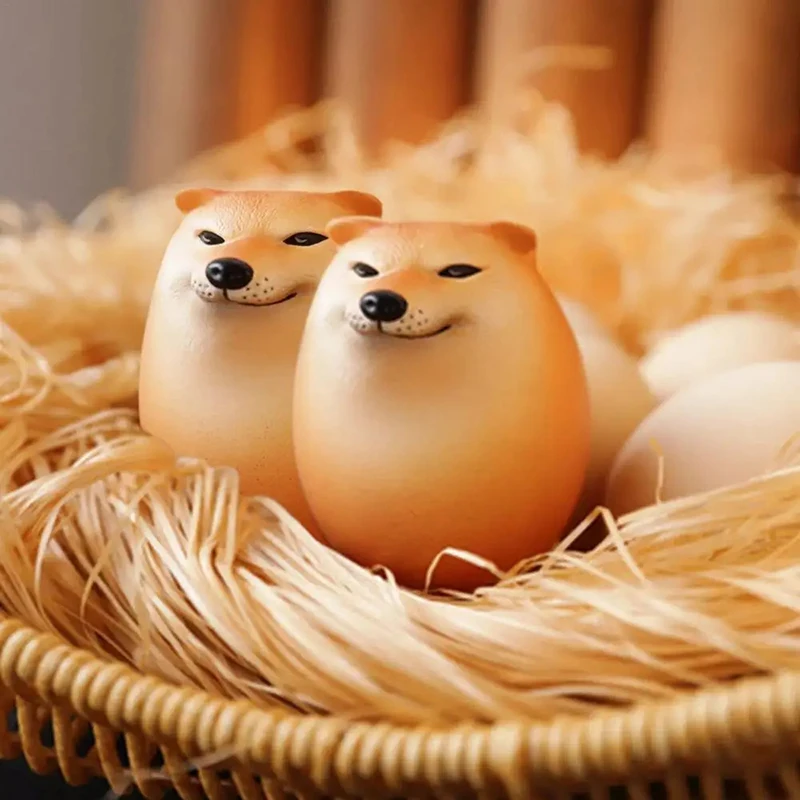 Creative stress relieving toys Shiba Inu Realistic Egg Shape Toy Desk Decor Dog & Egg Fun Offices Stress Relief Toy Xmas Gift