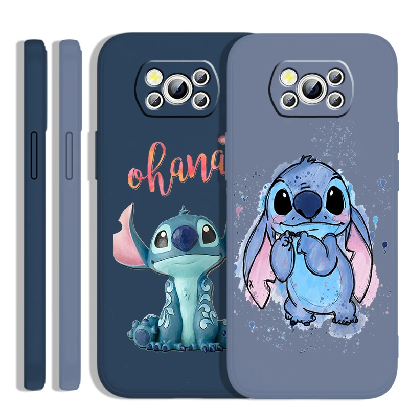 Stitch Lilo Cute Cartoon Disney Liquid Rope For Xiaomi Mi Poco X5 X4 X3 M6 M5 M5S M4 M3 F5 F4 F3 C55 C40 Pro 5G Soft Phone Case