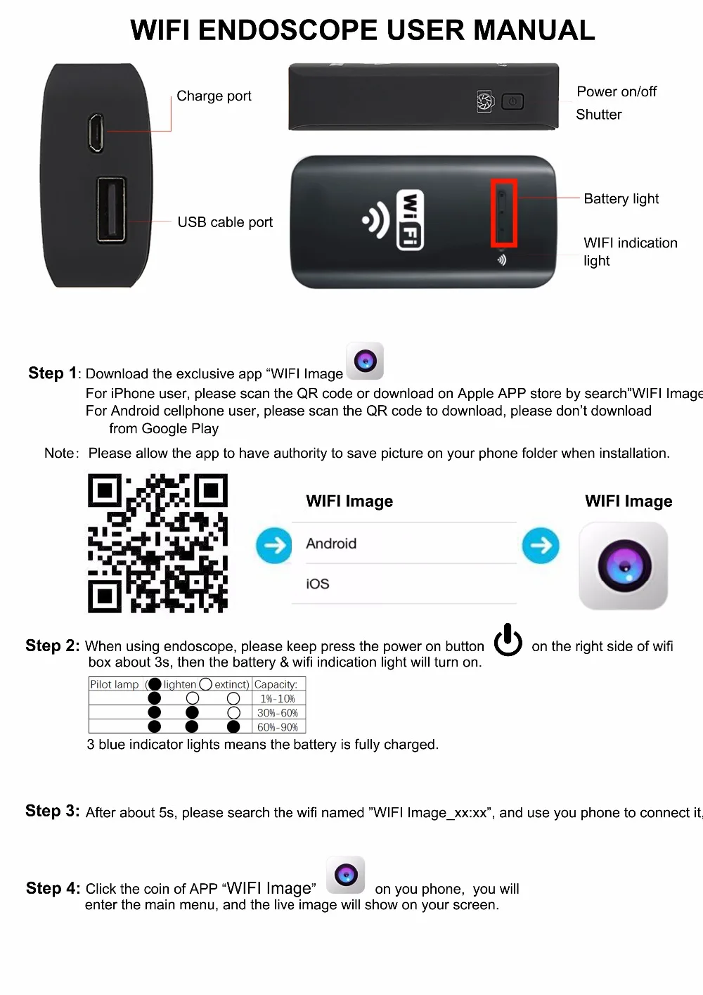 Imagem -02 - Caixa Transmissora Wi-fi para Câmera Endoscópio Usb Boroscópio 1200 p 720 p 480 p Resolução Compatível com Dispositivo Android Ios