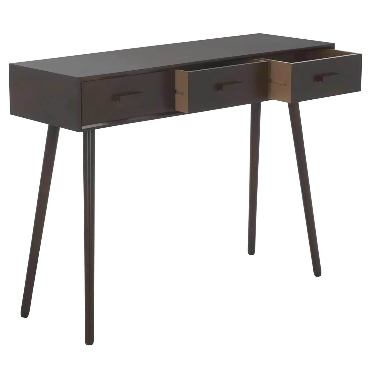Home Collection - Albus Console Table, Dark Chocolate Brown 3-Drawer Design with Modern Splayed Legs (CNS5701E), Customized