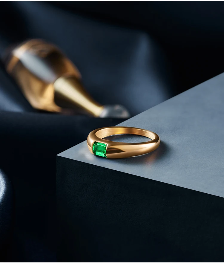 JEWELLWANG Muzo Color Gender-Neutral Lab-Grown Emerald Ring18K Gelbgold Echter Edelstein Einzigartiger Herren-Verlobungsring für Ihn – Detail 17