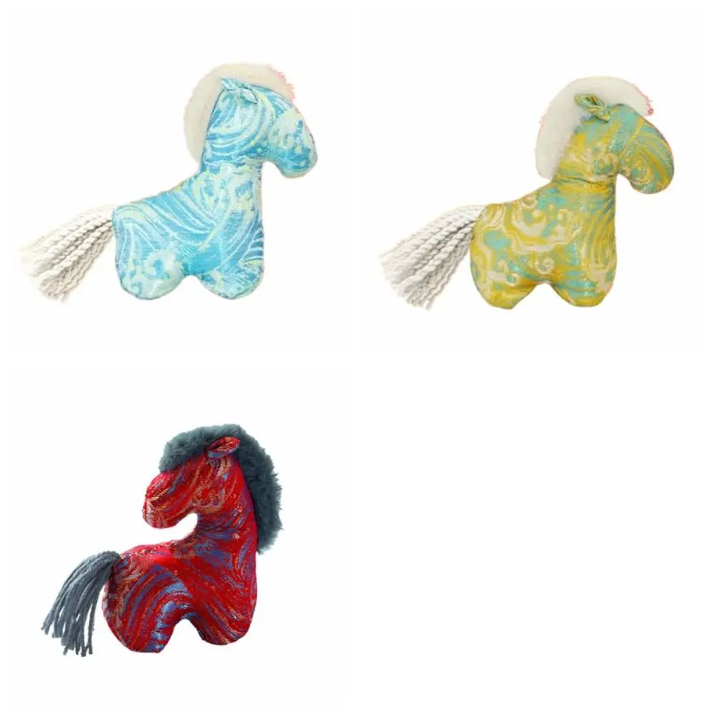 PP Cotton Stuffed Zodiac Horse Plush Dolls Simulated Bristles Chinese Style Year of The Horse Mascot Soft Mascot Doll