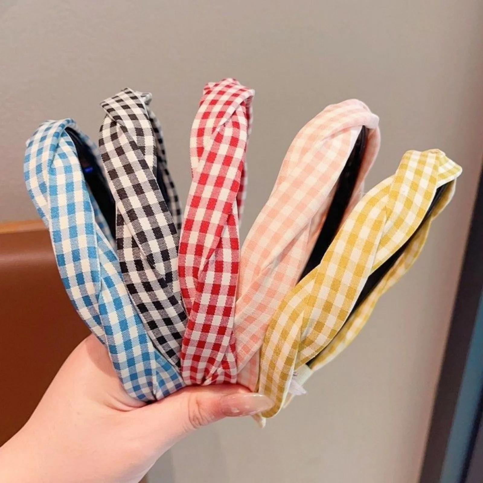 1PC Assorted Color Plaid Headbands, Twisted Pattern, Cute Hair Accessories for Women, Trendy Daily & Party Hair Decor