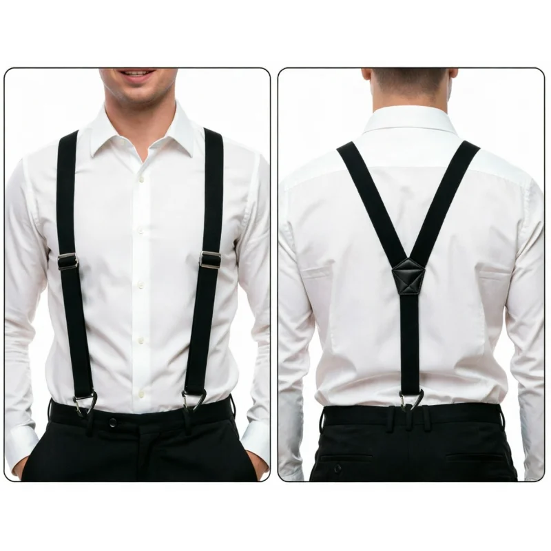 Stilvolle und minimalistische taktische Hosenträger für Erwachsene, 4-Clip-Stretch-Hosenträger mit dreieckigen Schnallen, Hosenträger im Workwear-Stil – Detail 7