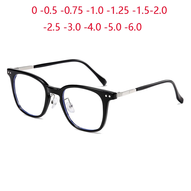 

Anti Blue Rays Student Square Prescription Glasses For The Nearsighted Women Men TR90 Myopes Lunettes 0 -0.5 -0.75 -1.0 To -6.0