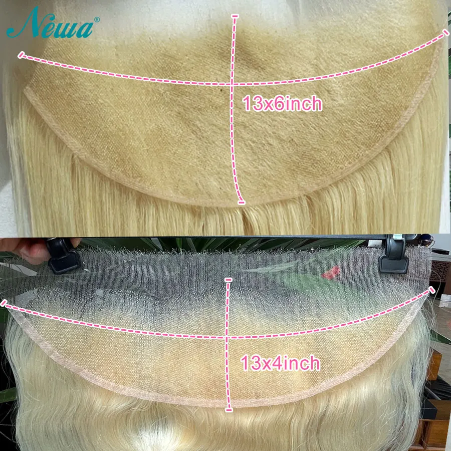 Newa Hair Invisible HD Lace #613 Hair 13x6/13x4 HD Lace Frontal Only 5x5 HD Lace Closures Straight & Body Wave #613 Human Hair