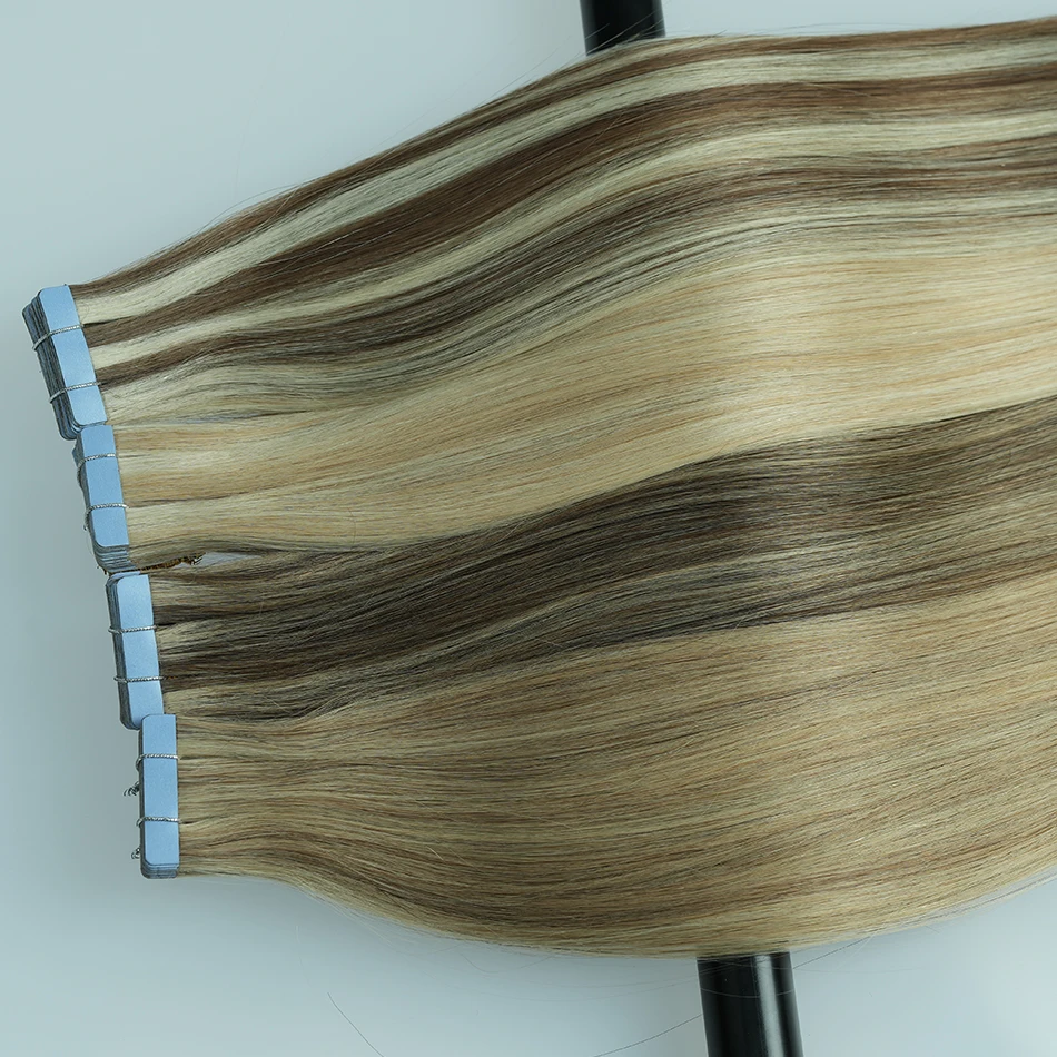 SOVO ถ่านแอคติเวทเทป100% Human Hair Weft ที่มองไม่เห็นกาวสีบลอนด์บราซิล Remy ผม salon