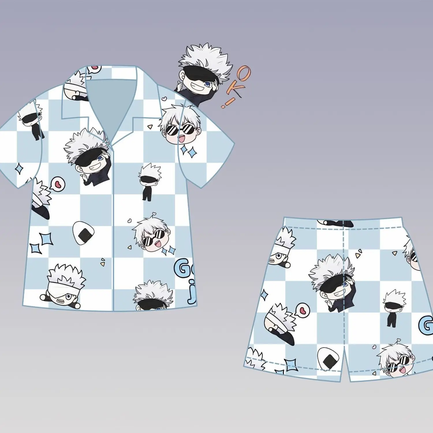 Jujutsu Kaisen Satoru Gojo Cos Short-Sleeved Shorts Pajamas Set Cartoon Cute Couple Home Clothes Anime Peripheral Costumes Gifts