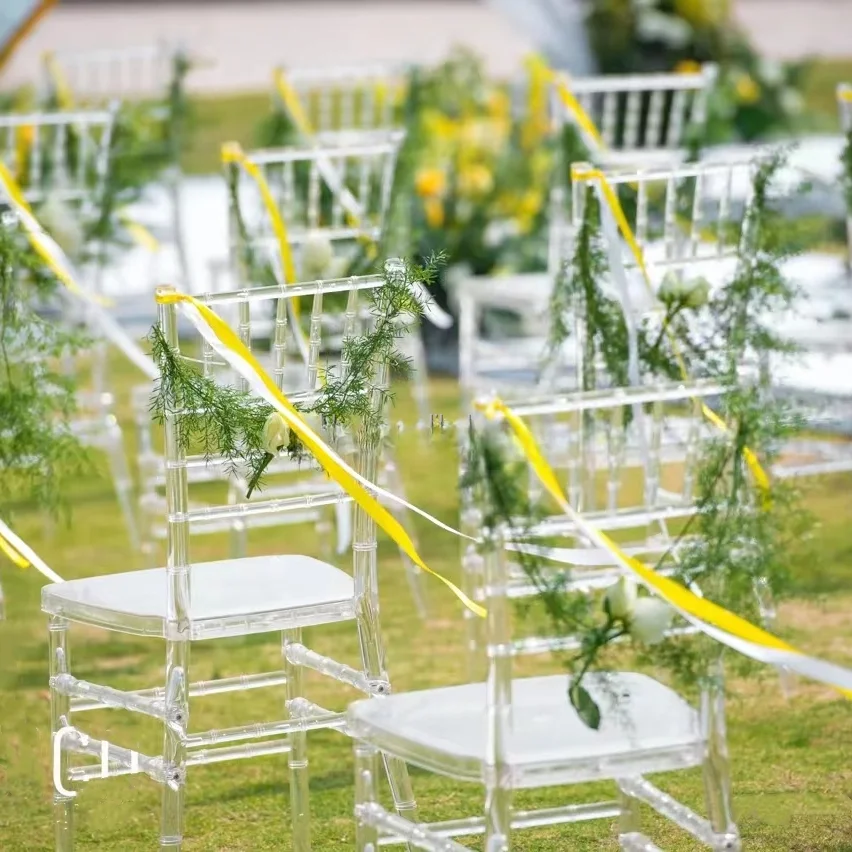 Modern stackable Clear Transparent Resin Chiavari Chair White Plastic Acrylic Phoenix Napoleon Wedding Chair