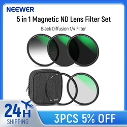 NEEWER 5 in 1 Magnetic ND Lens Filter Set Black Diffusion 1/4 Filter Soft GND8/ND8/ND64 Magnetic Adapter Ring HD Optical Glass