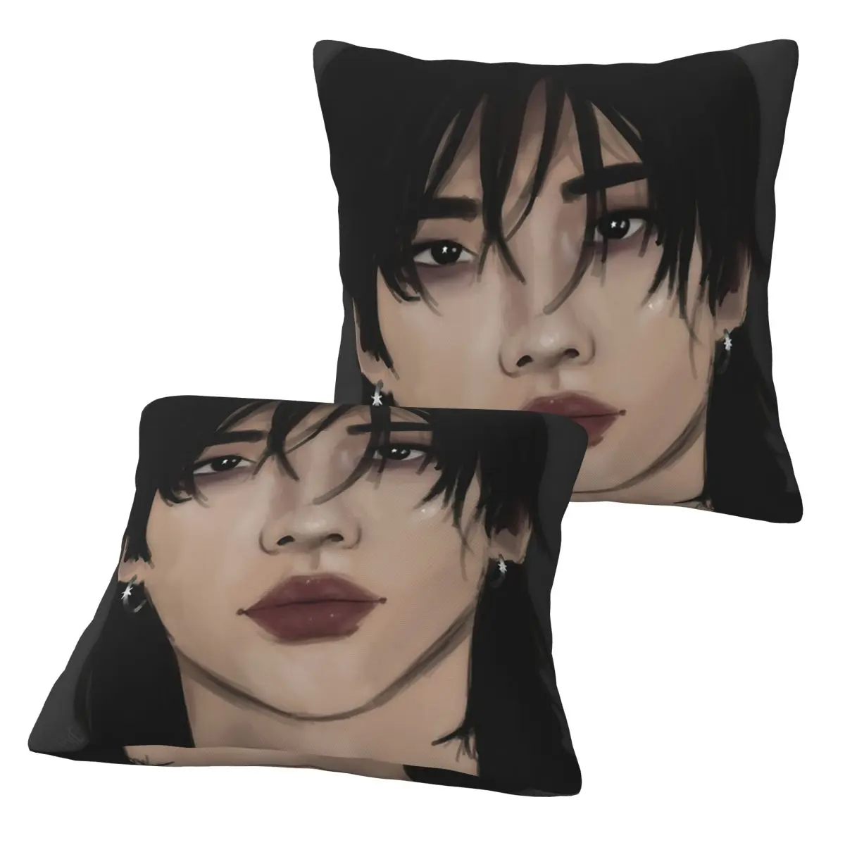 S-Skz Portrait Hyunjin 2 pcs Square Pillowcase Pillow Cover Cushion Decor Comfort Throw Pillow for Home Living Room