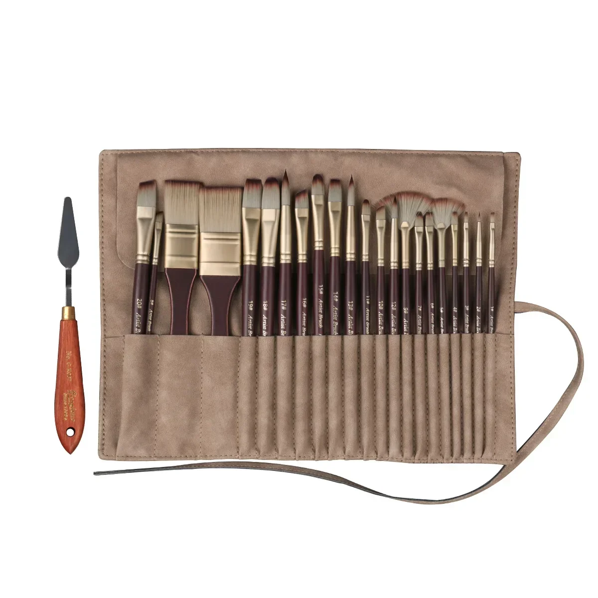 24 pcs set high quality nylon hair paint brush portable simulated leather cloth bag oil painting brush watercolor artist supply