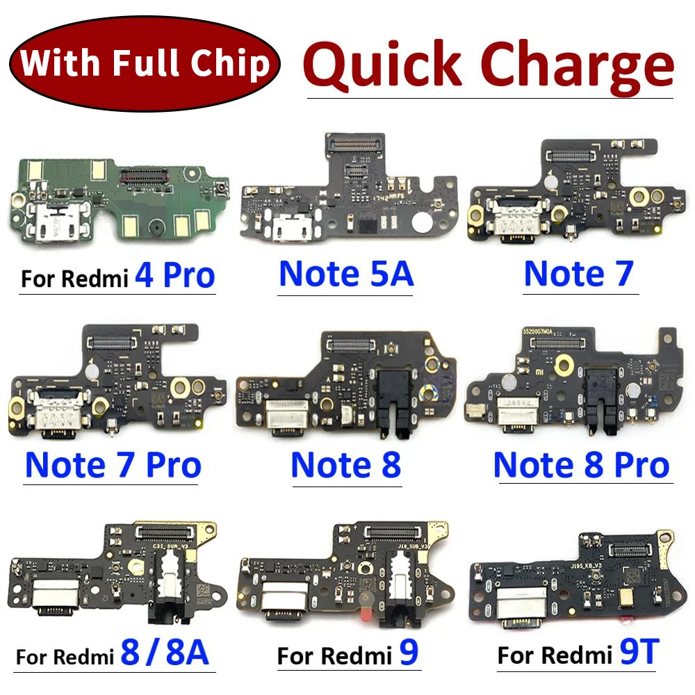 For Xiaomi Redmi 4 Pro Note 5A 7 8 Pro 8 8A 9 9T Poco M3 USB Charge Port Dock Connector Charging Board Flex Cable