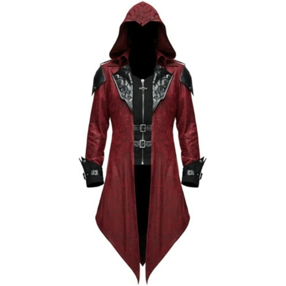 

European and American Medieval Halloween Retro Splicing Jacket Men Gothic Costume