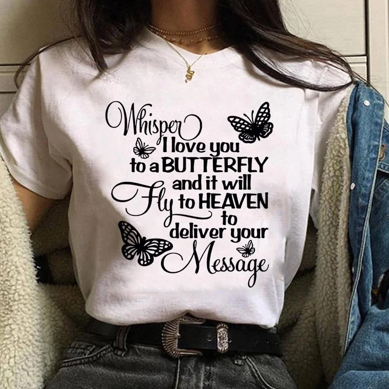 New Comfortable Whisper I Love You to a Butterfly Printed T-Shirt Women's Fashion Cool Outdoor Street Personalized Shirt T-Shirt