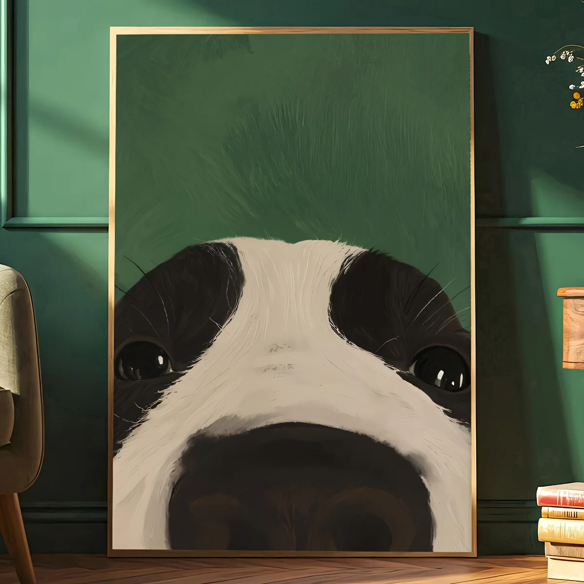 2D Flat, 1pc Frameless Modern Dog Nose Poster - Suitable for Rooms, Reusable Adorable Puppy Close-Up Wall Art with, Canvas Pa