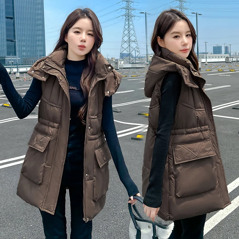 Gilet in cotone da donna Autunno Inverno 2025 New Faion Thiened Cappotto dimagrante di media lunghezza Jaet Pendolarismo Sle Chiusura con cerniera