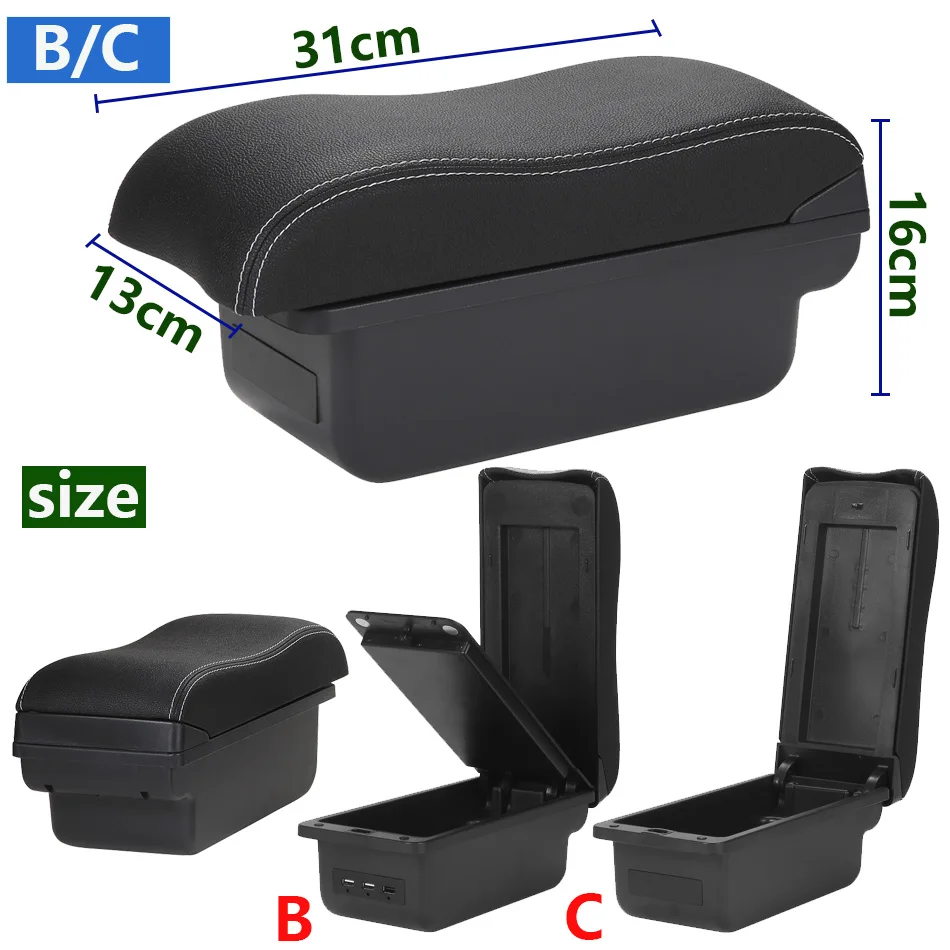 For Kia Picanto Armrest Box For Kia Picanto 3X-Line Car Armrest Curved Surface leather Simple installation Storage box Interior