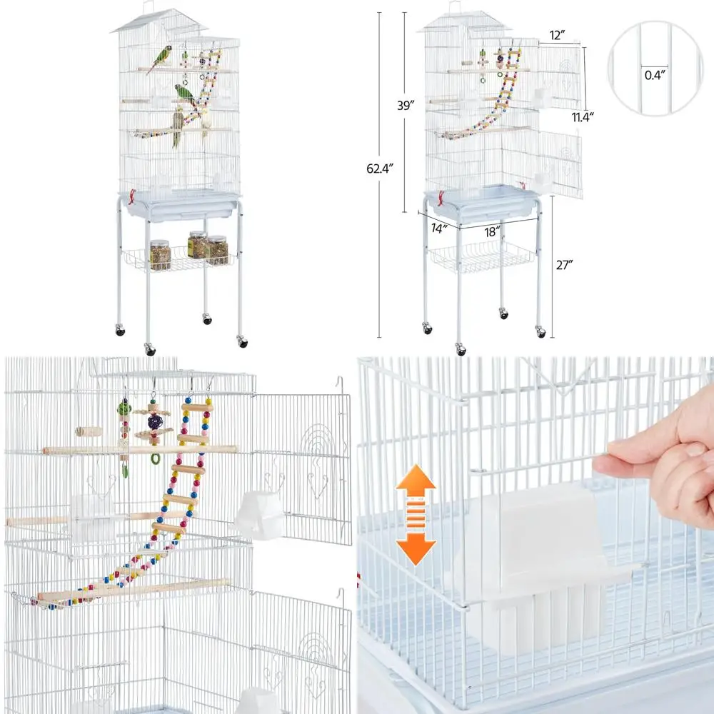 

Large Rooftop Flight Cage for Small Birds and Parrots: Ideal for Parakeets, Cockatiels, Conures, Finches, Lovebirds, Canaries, B