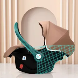 LazyChild Newborn Baby Safety Seat PU Car Seat for Baby Anti-pressure Carrier Car Portable Hand Basket Rocking Chair
