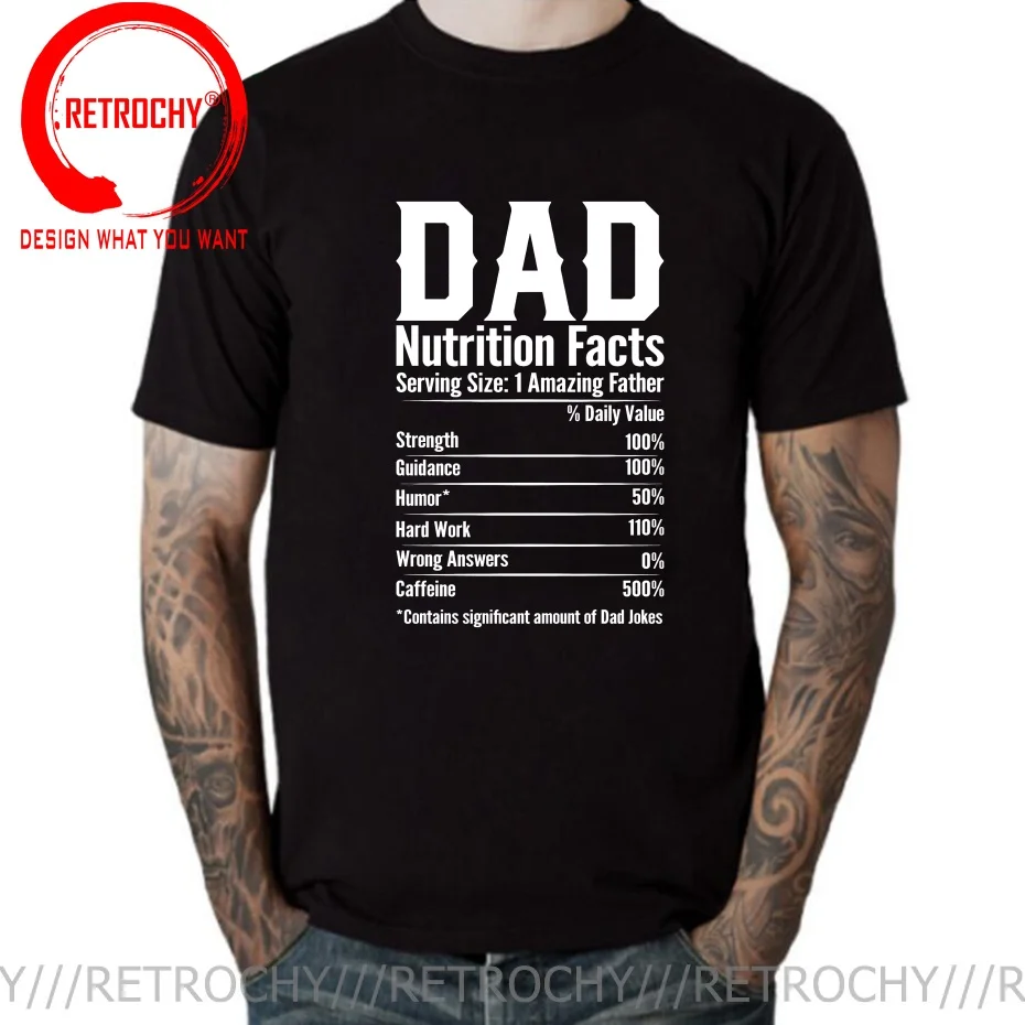 Dad Nutrition Facts Father Birthday Gift T Shirt Men Fashion Trendy Casual Clothing Stylish Tops Tee Shirt Leisure Tshirt Men's