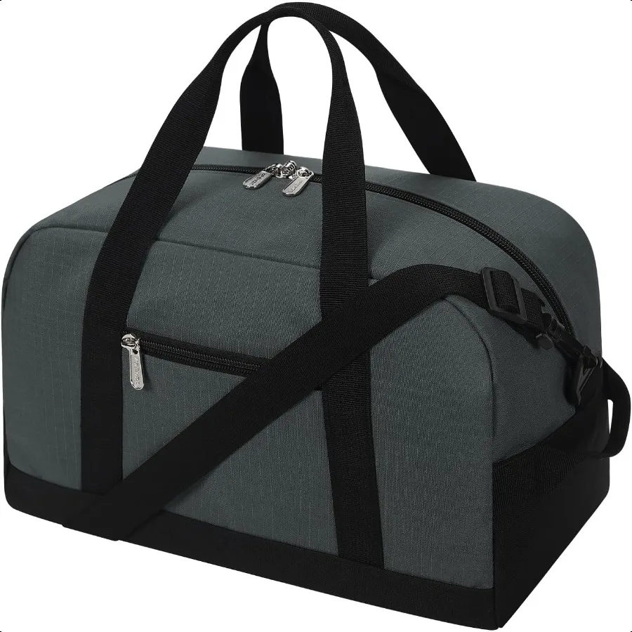 

Small Gym Bag 14 inch lightweight Carry On Mini Duffel Bag for Travel Sport Dark Grey
