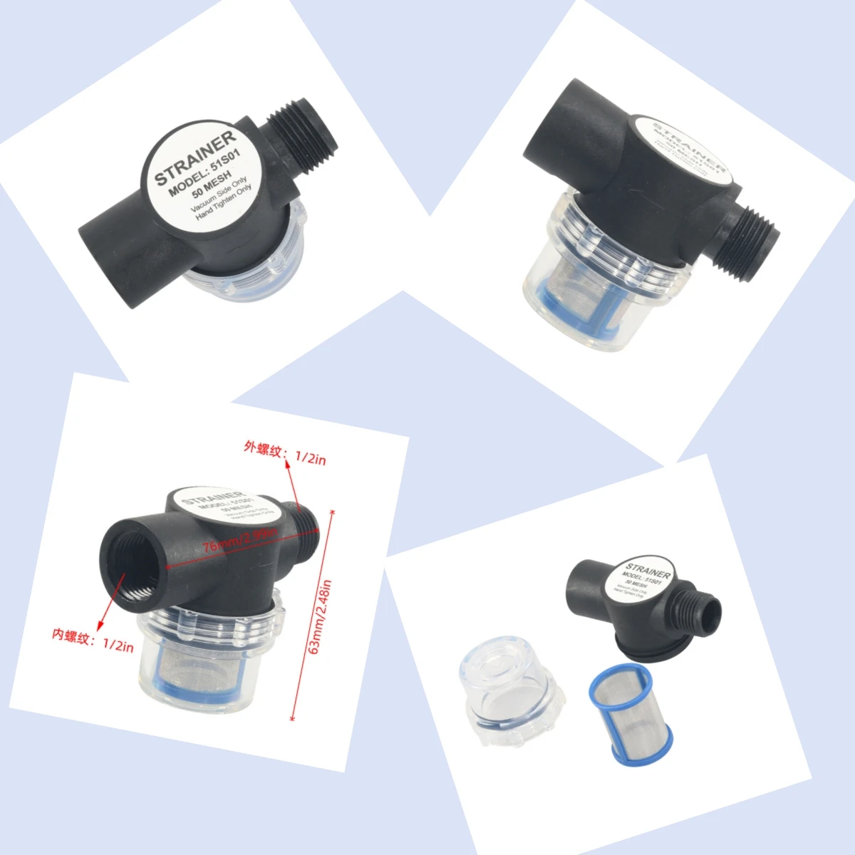 

Internal Thread Filter, Marine Plug-in Pump Filter
