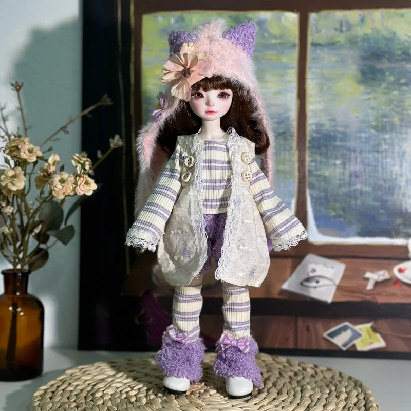 

30cm 6-Pin Bjd Doll Dress Pants Hat High Beauty Set Doll And Shoes Not Included Cute Doll Dress Up Toy Diy Birthday Holiday Gift