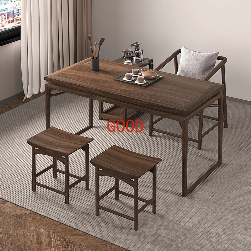 

New Chinese elm tea table and chair combination