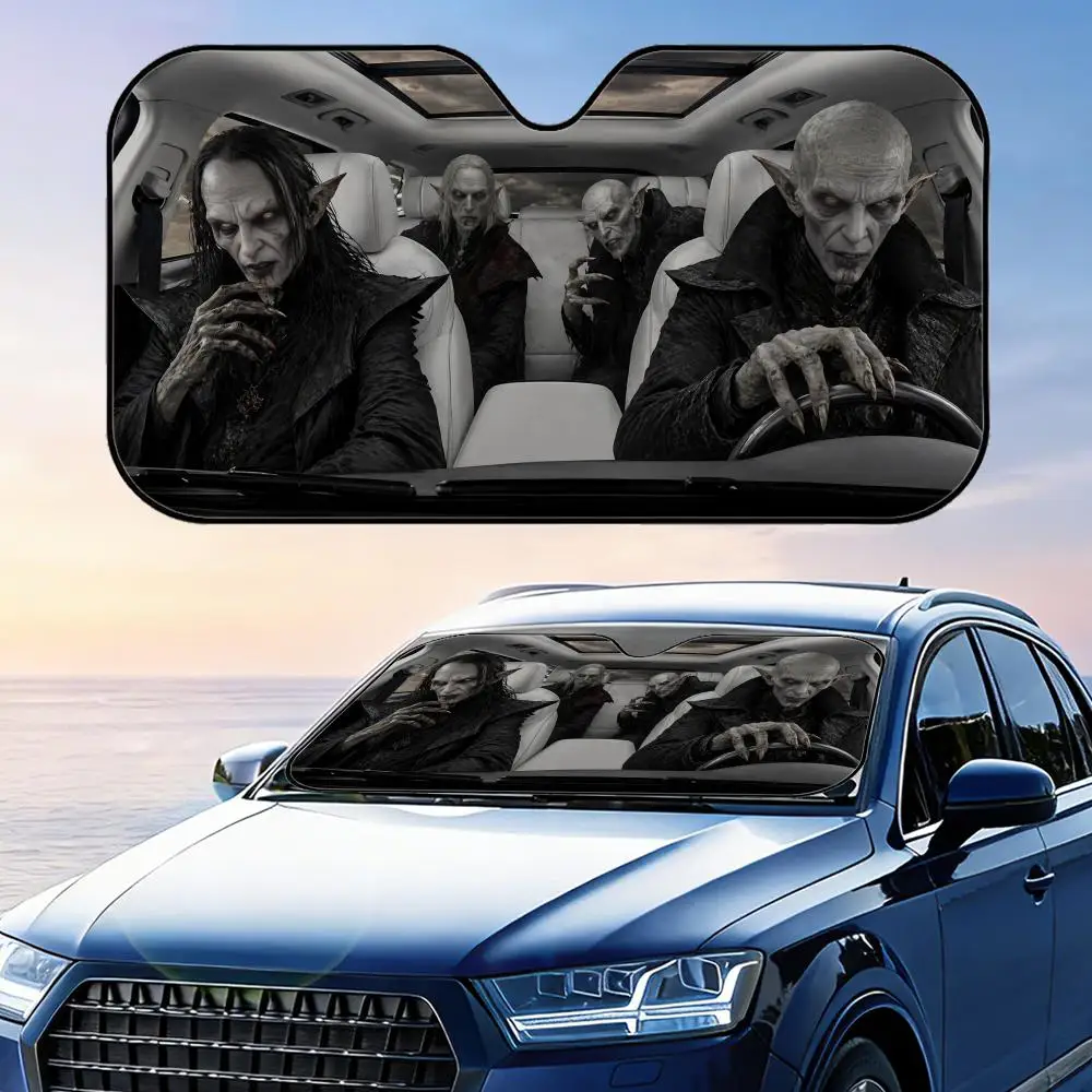 Funny Vampire Driving Sun Visor Foldable Universal Car Windshield Sun Shade UV Protection Heat Insulation Foldable Cover