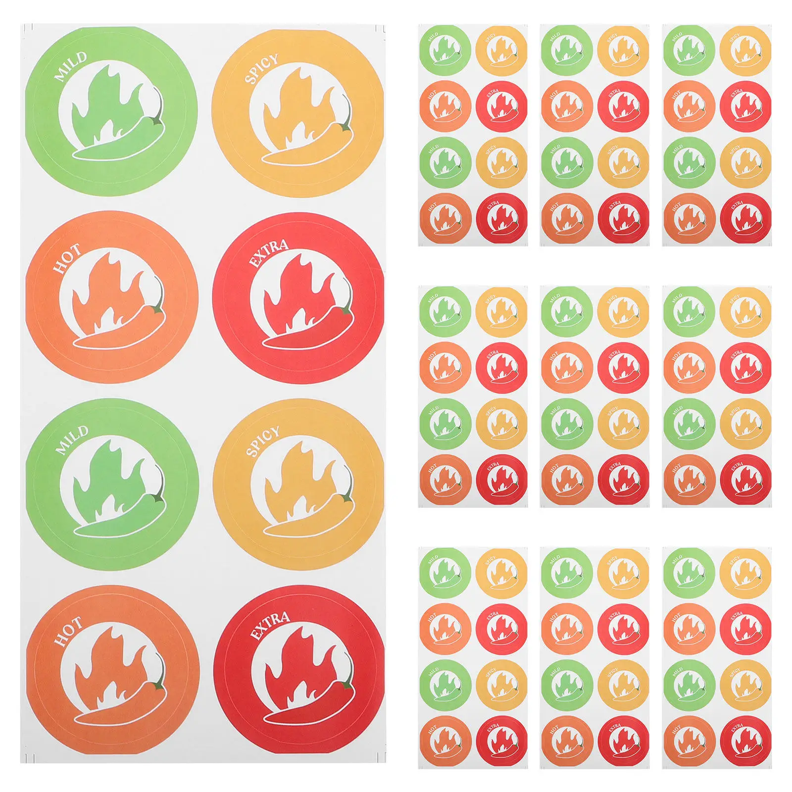 

10 Sheets Spicy Food Sticker Chili Pepper Pattern Spicy Level Indicator Label Warning Decal Hot Sauce Warning Seal Food Caution